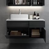 31 "Black and White Floating Bathroom Vanity Marble Top Top en céramique Vénévain