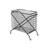 Collapsible Black Laundry Basket 22 x 23 Metal Laundry Hamper on Wheels