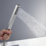 Brushed Nickel Freestanding Tub Filler Brass Single Handle with Handheld Shower