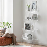Leiter-Bücherregal mit 4 Ablagen, modernes Bücherregal, Leiter-Bücherregal aus transparentem Acryl