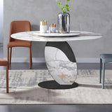 Table à manger ronde de 51 "avec une table en marbre en faux marbre blanc paresseux pour 6 personnes pour 6 personnes