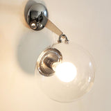 Bubble Wandleuchte mit Kugelschirm aus klarem Glas und Chrom-Finish