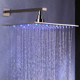 Dree Modern Cabezal de ducha cuadrado LED de montaje en pared de 12" y sistema de ducha de mano en níquel cepillado