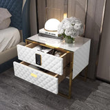 White 2 Drawers Bedroom Nightstand with Electronic Lock Stainless Steel Base