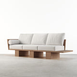 97" Walnut Modern Solid Wood Living Room Sofa 3-Seater Cotton & Linen Upholstery