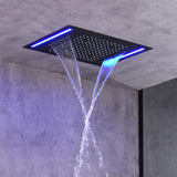 Sistema de ducha termostático LED montado en la pared de 20'' con lluvia en cascada y 4 jets corporales