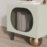 Mint Green Nightstand with Glass Door Gold Legs