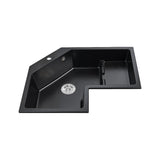 Modern Black Drop In Corner Kitchen Sink 32" Single Bowl Quartz Irregular Right Sink