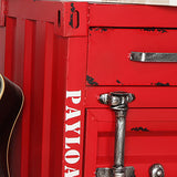 Grenier industriel rouge Armoire de rangement rétro au chevet avec porte et tiroir
