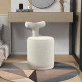 Modern White Boucle Vanity Stool with Round Seat & Back Bedroom Vanity Chair