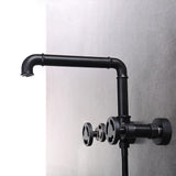 Ruth Industrial Pipe Wall Mounted Bathtub Filler Faucet with Hand Shower Solid Brass