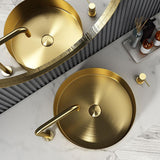 Zeitgenössisches rundes Edelstahl-Waschbecken in Gold, Luxus-Waschbecken