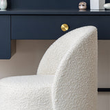 Nordic Wool Boucle Round Vanity Stool Accent Chair con respaldo bajo