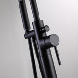 Brewst Modern Brass Floor Mounted Tub Filler Faucet with Handheld Shower in Matte Black