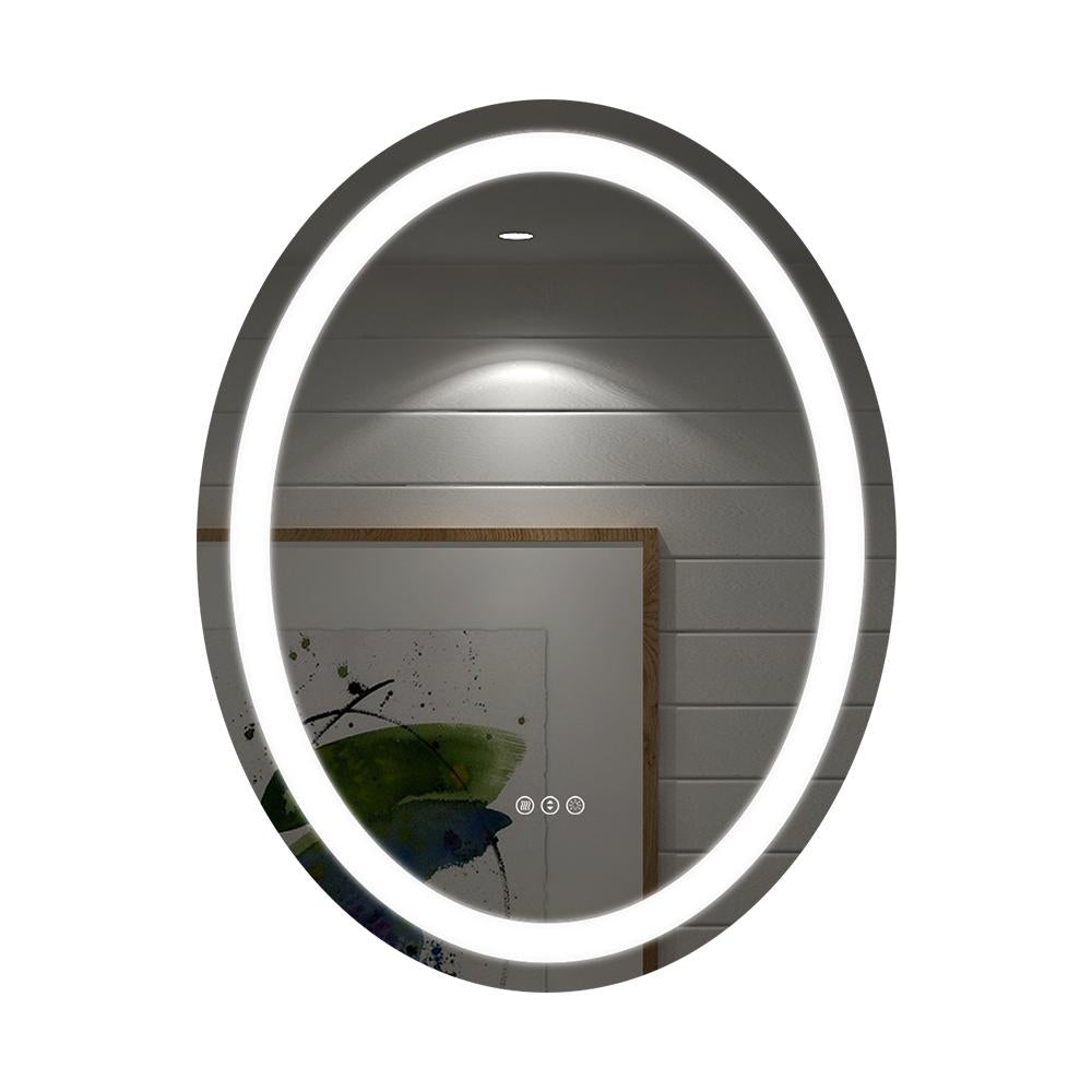 Modern Oval 20" x 28" Wall Mounted LED Frameless Bathroom Mirror Anti-Fog