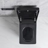 Toilet de carré de sol en une seule pièce noir avec télécommande et couverture automatique