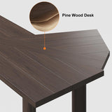 60" Japandi Walnut L-Shape Writing Desk with 1 Drawer Wood Corner Desk Irregular Top