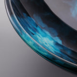 Juego de grifo de cascada para fregadero circular de vidrio templado azul oscuro Drenaje emergente incluido