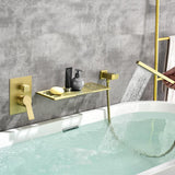 Modern Waterfall Wall Mounted Single Handle Bathtub Faucet With Handshower in Black