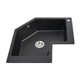 Drop In Corner Kitchen Sink Modern Single Bowl 27" Quartz Unregular Sink in Black