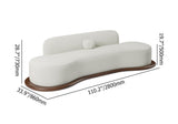 110 "حديثة مخملية بيضاء 5 أعقاب أريكة منحنية مع قاعدة خشبية منخفضة الظهر