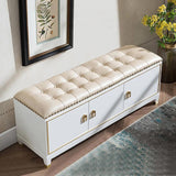 39.4" Faux Leather Upholstered Entryway Bench with Storage Shoe Cabinet 3-Door