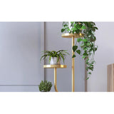 Moderner Leiter-Pflanzenständer Einzigartiger Beistelltisch aus goldfarbenem Metall