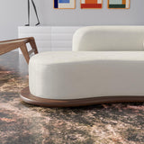 110 "حديثة مخملية بيضاء 5 أعقاب أريكة منحنية مع قاعدة خشبية منخفضة الظهر
