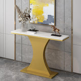 Table de console en marbre moderne avec piédestal métallique en or