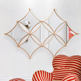 ラグジュアリーゴールドメタルウォールミラー幾何菱形の家の装飾
