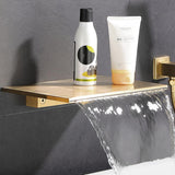 Grifo monomando para bañera de montaje en pared de latón macizo en oro cepillado