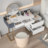 39.4" Minimalist White Makeup Vanity with 2 Drawers Mirror Included