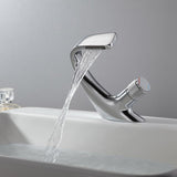 Contemporary Creative Single Handle 1-Hole Waterfall Bathroom Sink Faucet