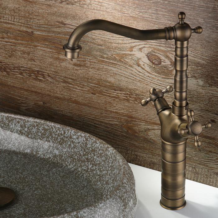Chester Classic Style Double Cross Handle Single Hole Brass Vessel Bathroom Faucet