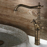Grifo de baño de recipiente de latón de un solo orificio con manija cruzada doble de estilo clásico Chester