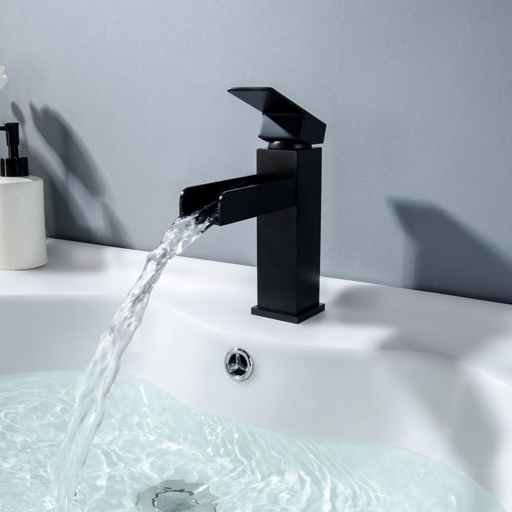 Mero Modern Design Deck Mounted Single Hole Waterfall Bathroom Sink Faucet