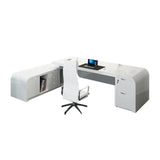 L-shaped Modern Executive Desk with Ample Storages Right Hand in White