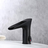 Single Hole Touchless Electronic Waterfall Bathroom Sink Faucet in Matte Black