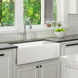 30 '' Farmhouse Kitchen Sink fireclay rectangular endermount وعاء واحد باللون الأبيض