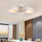 Modern 3-Light Geometric Semi Flush Mount Light Ceiling Lamp Fixture with White Shade