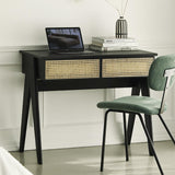 Bureau à domicile moderne de roteur noir avec tiroirs bureau d'écriture en bois