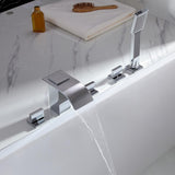 Milly Cascade Waterfall Widespread Deck-Mount Roman Tub Filler Faucet & Hand Shower