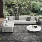 Sofá seccional moderno de esquina en forma de L de 157" de algodón y lino con almacenamiento lateral abierto