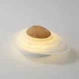 Minimalistische weiße LED-Deckenleuchte zur Unterputzmontage aus Metall, Acryl und Holz