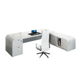 L-shaped Modern Executive Desk with Ample Storages Right Hand in White