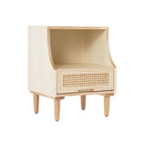 Tableau de chevet naturel Nordic Nordic 1-Drawer Table de chevet en bois tissé avec rangement ouvert