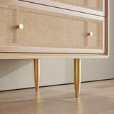 53" Nordic Natural Bedroom Dresser with 6 Drawers Rattan Woven in Gold