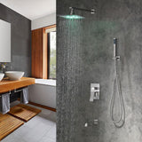 Dree LED Brushed Nickel Shower Set 10" with Hand Shower & Tub Spout Shower Combo Set