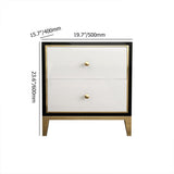 Modern Black & White MDF Nightstand with 2 Drawers and Stainless Steel Leg