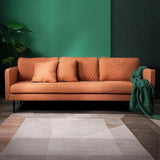 82.7"L Orange Leathaire Fabric Upholstered Sofa 3-Seater with Pillows Back Square Arm